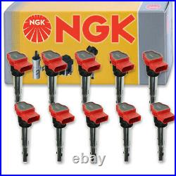 10 pcs NGK Ignition Coil for 2007-2009 Audi S8 5.2L V10 Spark Plug Tune Up fc