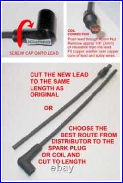 2m IGNITION LEAD KIT (CHAMPION) for SIDE ENTRY Distr Cap & SCREW IN COIL 1930-70