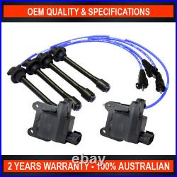 2x Swan Ignition Coil with NGK Lead Kit for Toyota Hilux RZN SR5 2.7L 3RZ-FE
