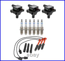3 Ignition Coils + 6x Spark Plugs + Wire Set for MERCEDES S320 (1998-1999)