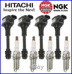 4 Hitachi Ignition Coils & 4 NGK Spark Plugs KIT for Nissan Altima Sentra 2.5L