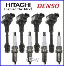 4 Ignition Coils Hitachi & 4 Spark Plugs Denso KIT for Nissan Altima Sentra 2.5L