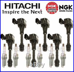 6 Hitachi Ignition Coils & 6 NGK Spark Plugs KIT For Infiniti Nissan V6 VQ35DE