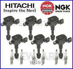6 Hitachi Ignition Coils & 6 NGK Spark Plugs KIT for Infiniti Nissan Suzuki V6