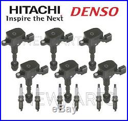 6 Ignition Coils Hitachi & 6 Spark Plugs Denso KIT for Infiniti Nissan V6