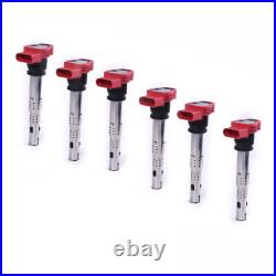 6 Red Ignition Coils Kit Fit For VW Touareg AUDI A5 A8 Q5 #06E905115E#