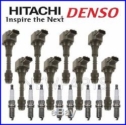8 Ignition Coils Hitachi & 8 Spark Plugs Denso KIT for Infiniti FX45 M45 4.5L V8