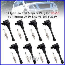 8X Ignition Coil & Spark Plug Kit UF650 For Infiniti QX80 5.6L V8 2014-2019