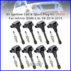 8X Ignition Coil & Spark Plug Kit UF650 For Infiniti QX80 5.6L V8 2014-2019