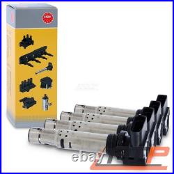 FOR VW SKODA SEAT AUDI 4x NGK IGNITION COIL KIT PENCIL-TYPE 4 POLES 31977045