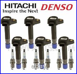 For Acura Honda Saturn V6 6 Direct Ignition Coils Hitachi & 6 Spark Plugs KIT