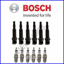 For BMW E46 E83 325Ci X3 Ignition Coils with Connectors & Spark Plugs KIT Bosch