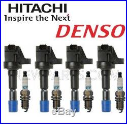 For Honda for 09-13 4 Direct Ignition Coils Hitachi & 4 Spark Plugs Denso KIT
