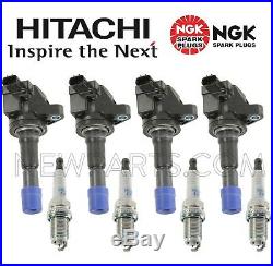 For Honda for 4 Hitachi Direct Ignition Coils & 4 NGK Spark Plugs KIT