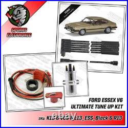 Ford Essex V6 Electronic Ignition Viper Dry Coil 8mm Black Silicone HT Leads