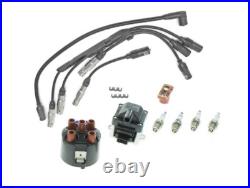 Ignition Coil + Distributor Cap + Rotor + Spark Plugs and Wire Kit for VW