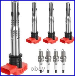Ignition Coil Pack and Spark Plugs Fit for 2.0T Turbo VW Jetta Passat GTI Tiguan