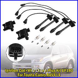 Ignition Coil+Wire+Spark Plug Kit UF180 For Toyota Camry RAV4 L4 T3