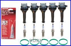 Ignition Coils + Spark Plugs + Gaskets + Dielectric Grease for VOLVO C30 C70 S40