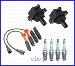 Ignition Coils + Spark Plugs + Wire Set for Mercedes C230 SLK230 (1998-2000)