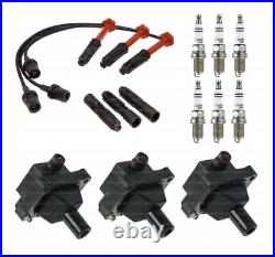 Ignition Coils + Spark Plugs + Wires Kit for Mercedes C280 E320 S320 (94-95)