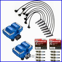 Ignition Coils Turn Up Kits + Motorcraft SP432 Spark Plugs For Ford Mazda Blue
