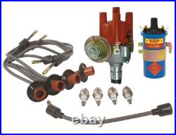 Ignition Kit w Vac Dizzy, Leads, Plugs & Coil, 1200-1600cc Beetle Karmann Ghia