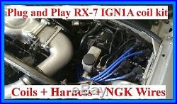 Mazda RX-7 93-5 IGN1A ignition coil upgrade + NGK spark plug wires + harness AEM