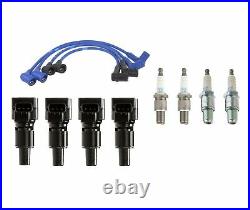 NGK Wire Set with 4 Spark Plugs & 4 Ignition Coils Kit For Mazda RX8 1.3L R2
