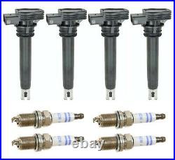Set of 4 Ignition Coils + 4 Spark Plugs OEM BOSCH for AUDI & VW