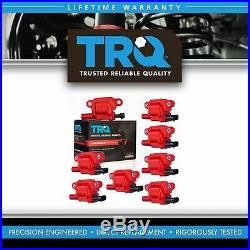 TRQ 8 Piece Premium High Performance Ignition Coil Kit Square Type for Chevy GMC
