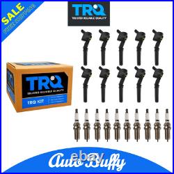 TRQ Ignition Coil & Iridium Spark Plug Kit Set for Ford Pickup Truck Van 6.8 V10