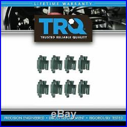 TRQ Square Ignition Coil 8 Piece Kit Set for Chevy Silverado GMC Pickup Truck V8