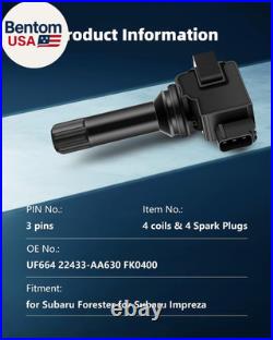 UF664 Ignition Coil Pack and Iridium Spark Plugs Kit for Subaru Forester