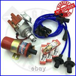 VW Beetle Electronic Distributor Coil, plugs, blue leads, red rotor ignition kit V2